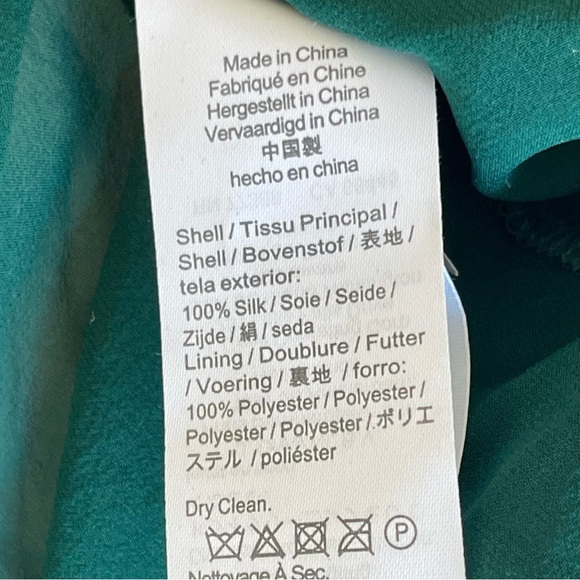 J.CREW Tuxedo Dress Oversized Langenlook 100% Silk Green Size 16 - Picture 10 of 13